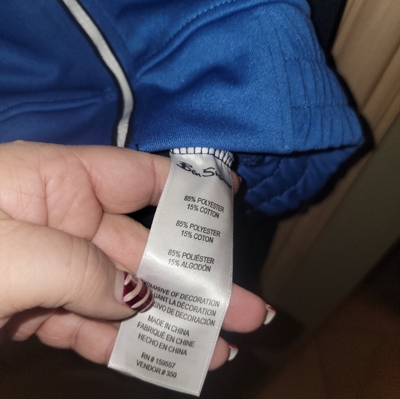 NWT Mens Sz M Ben Sherman Zip Up Jacket Blue White
